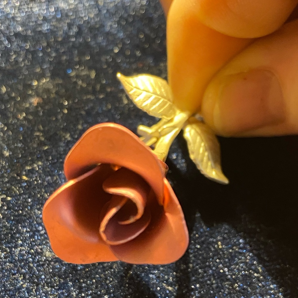 Sweet rose pin.  Flower is light pink and stem is silver colored.